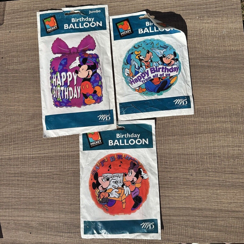 Vintage 90s Disney Mickey Mouse Unlimited Birthday Balloons Goofy Gift Lot of 3